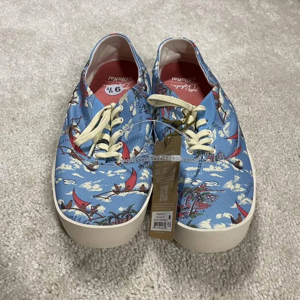 OluKai Shoes Mens Size 9.5 Blue Kahala Tradewind Canvas Sneakers 10533-RYZQ
